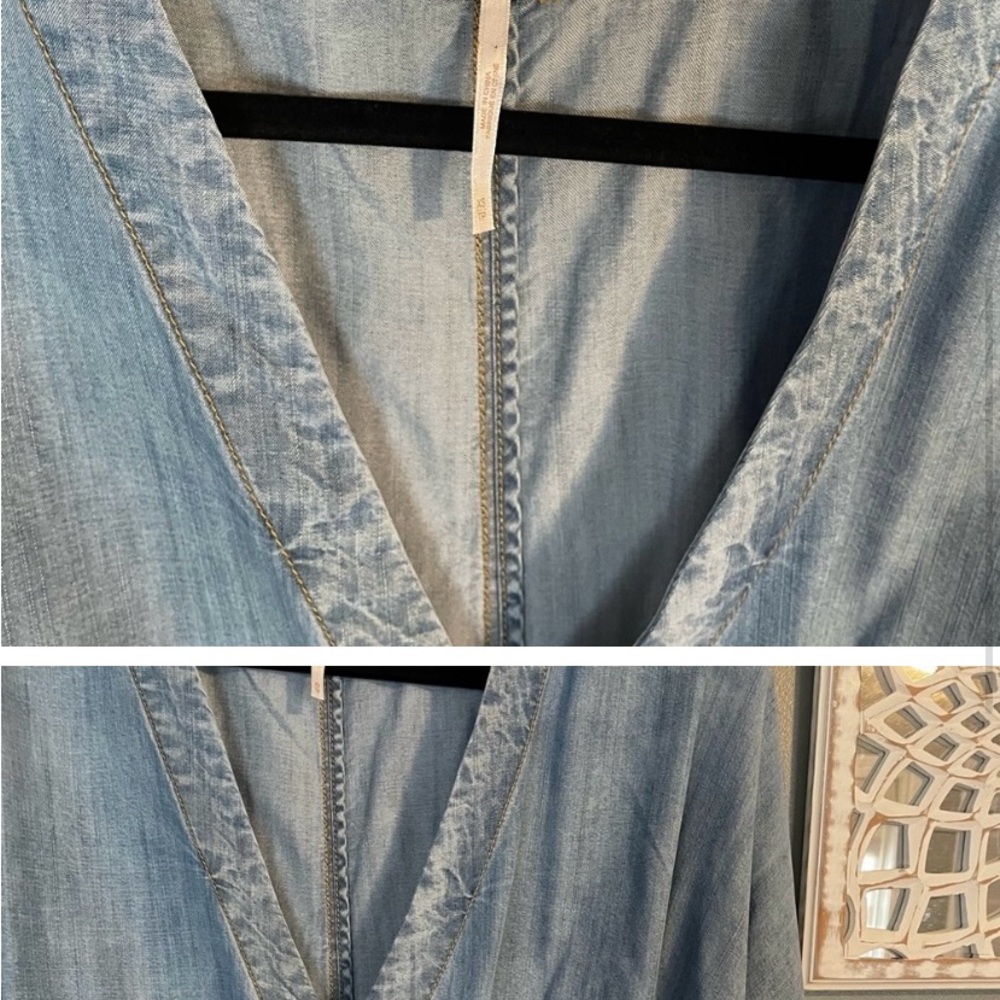 FREE PEOPLE RARE BIRD CHAMBRAY ROMPER - Picture 4 of 6
